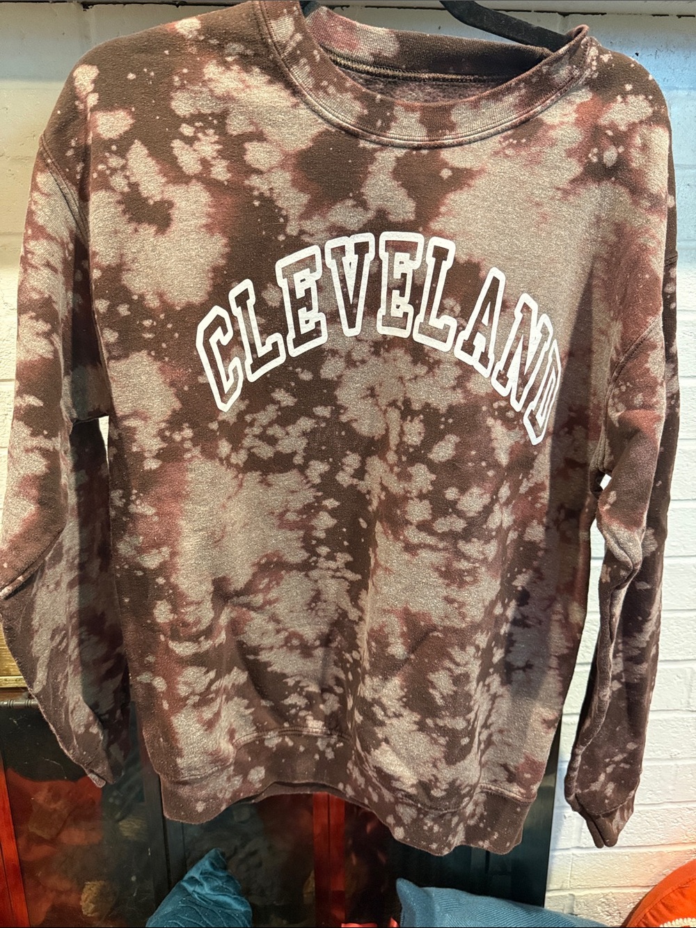Cleveland acid wash Crewneck Sweatshirt - Brown/Cream